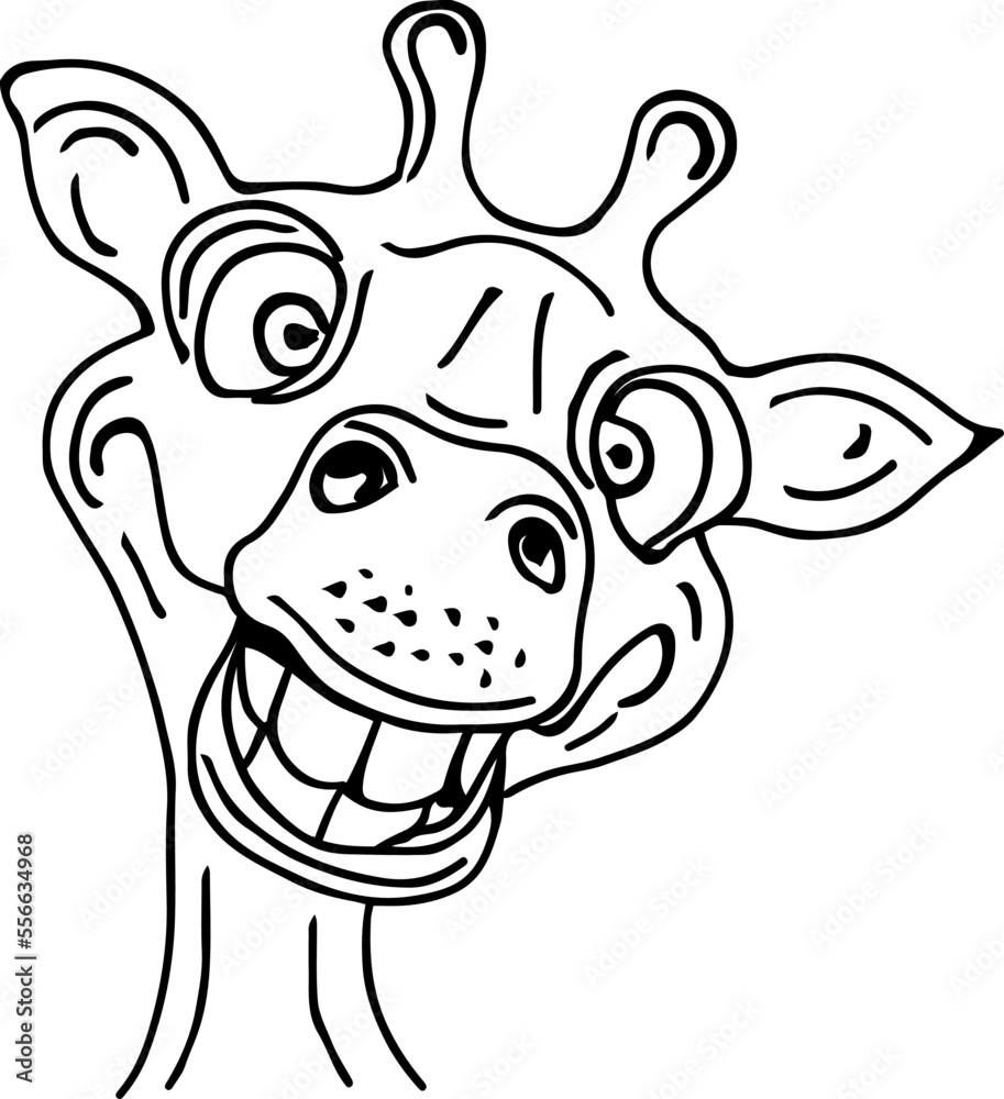 Laughing giraffe face logo silhouette, The Head of A Giraffe Vector