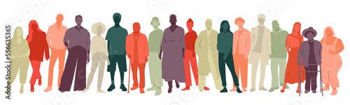 Different people stand side by side together.