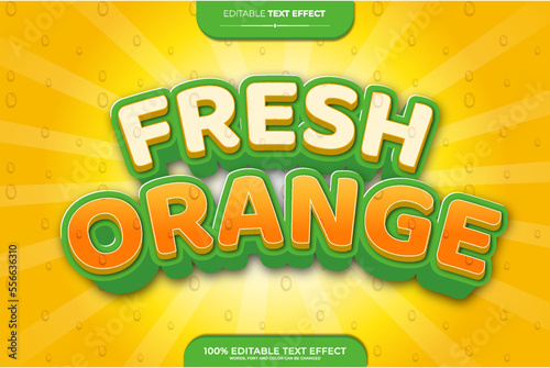Fresh orange 3d editable text effect with droplet background. Vector art illustration
