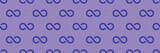 Seamless pattern. Sign of infinity is blue, isolated on pastel purple background. Symbol of infinity. Horizontal image. Banner for insertion into site. 3d image. 3d rendering