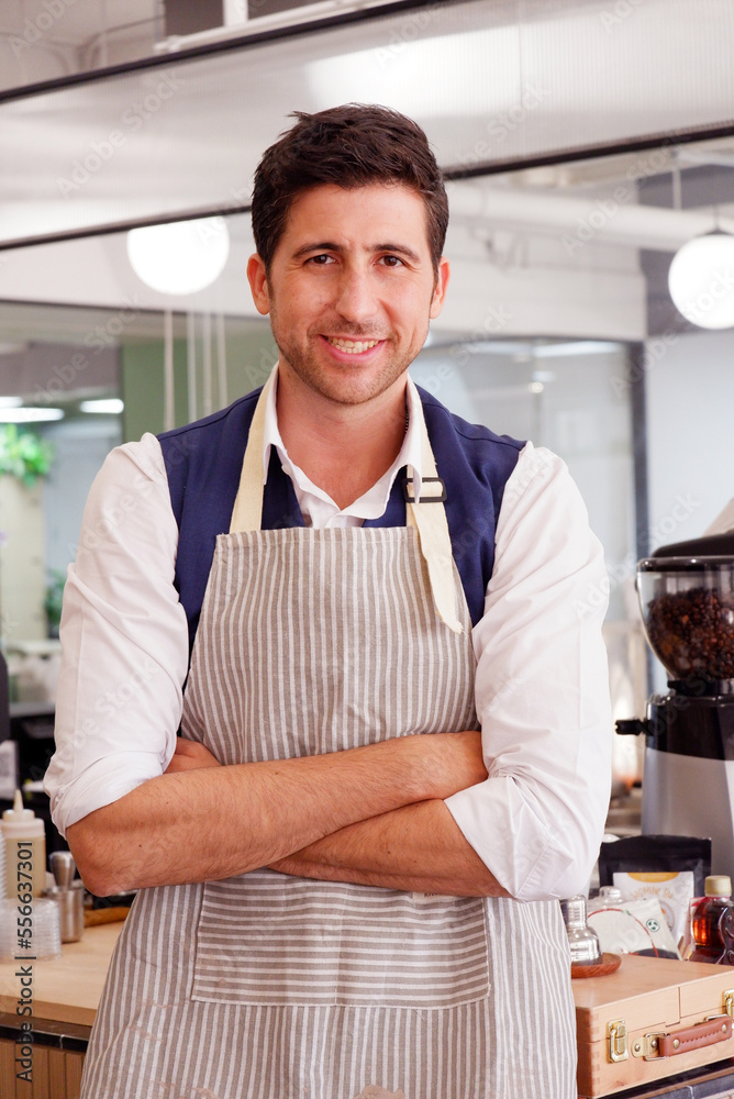 coffee shop cafe staff smiling inside the shop coffee shop business