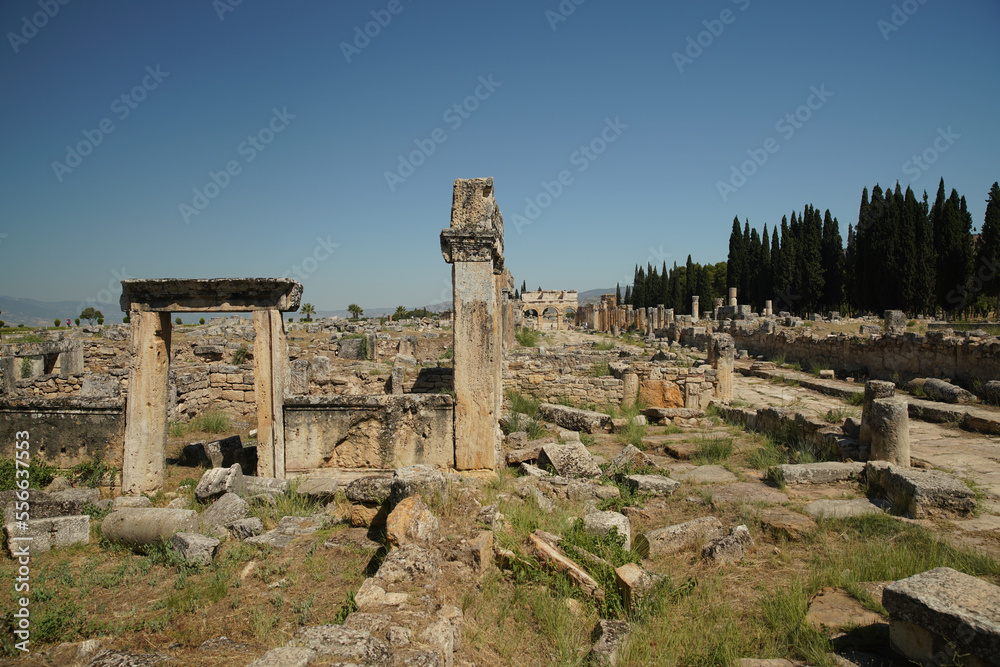 Main Street at Hierapolis Ancient City in Pamukkale, Denizli, Turkiye