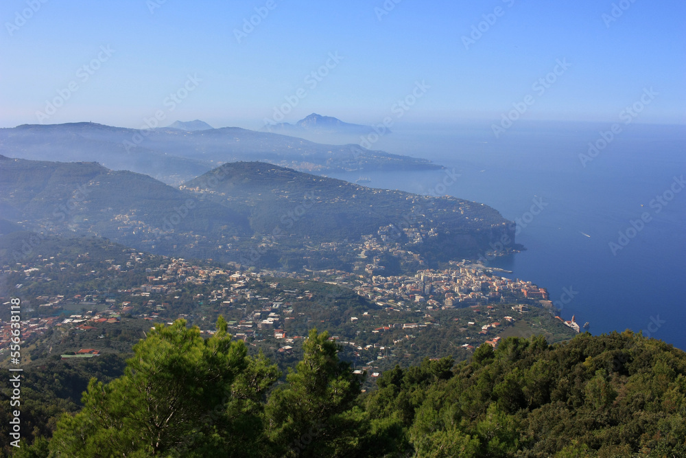 Panorama of the blue mediterranean sea coast