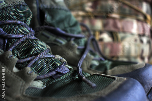 Shoelaces on old trekking boots
