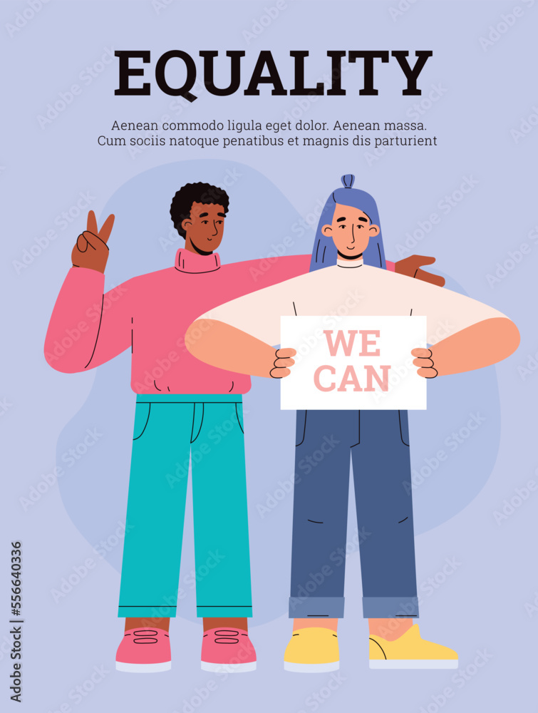Equality and human rights poster or banner mockup flat vector illustration. Equality and human rights poster or banner mockup flat vector illustration.