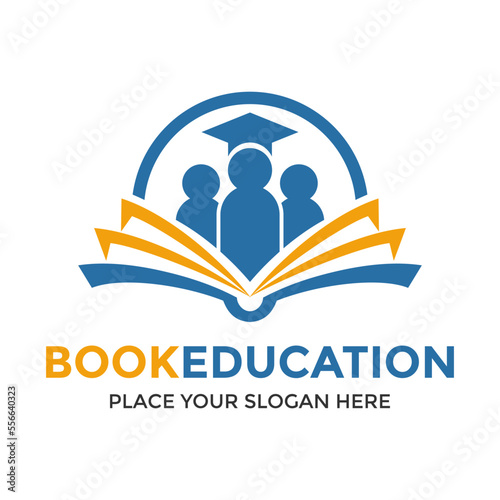 Book education vector logo template. This design use student and human symbol. Suitable for learn.