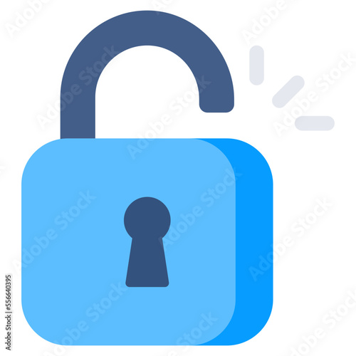 Flat design icon of unlock 