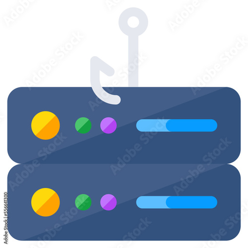 A flat design icon of server phishing
