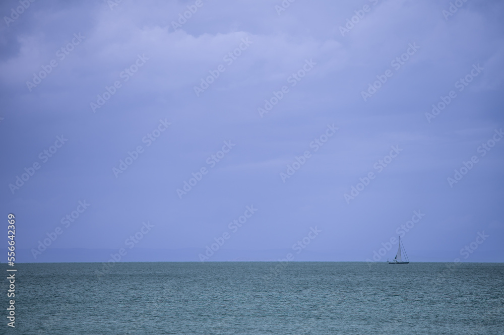 Sailboat seen sailing on ocean