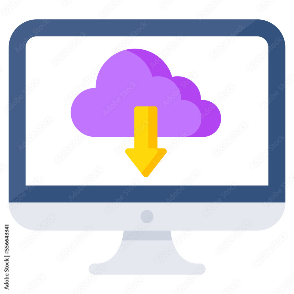 Conceptual flat design icon of cloud download Conceptual flat design icon of cloud download