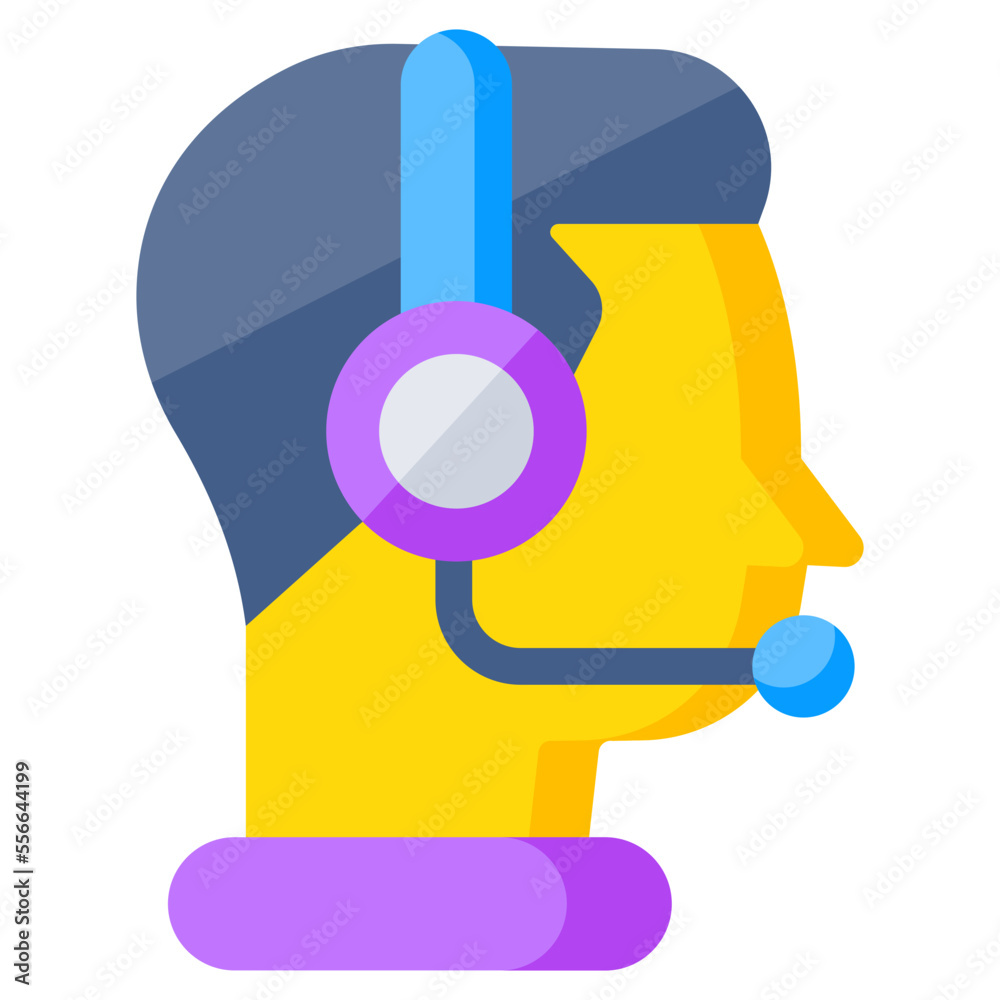 A colored design icon of customer service representative A colored design icon of customer service representative