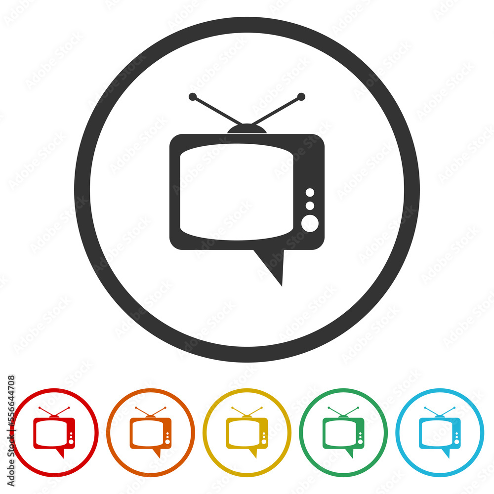 Video Chat Logo Design. Set icons in color circle buttons Video Chat Logo Design. Set icons in color circle buttons