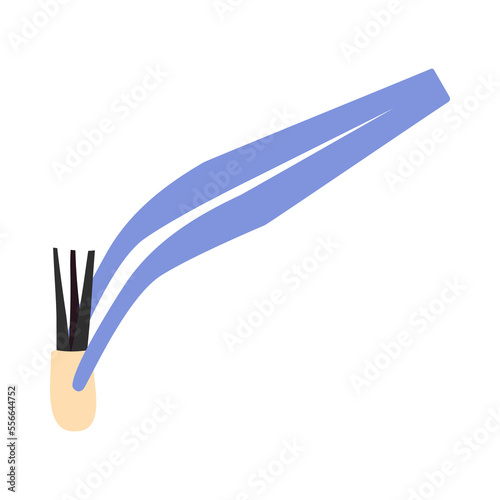 Hair transplant treatment forceps symbol. Surgical tweezers pulling out hair follicle. Alopecia medical procedure equipment tool. Hair loss diagnosis and transplantation concept. Vector illustration.
