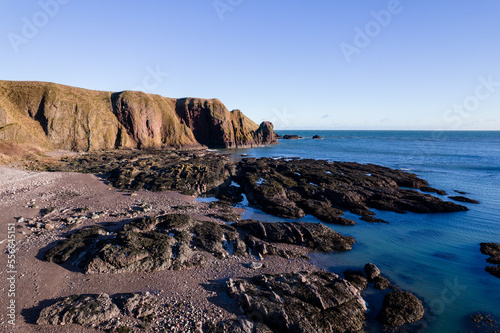 Coast of Scotland near Dunnottar Castle. View from above