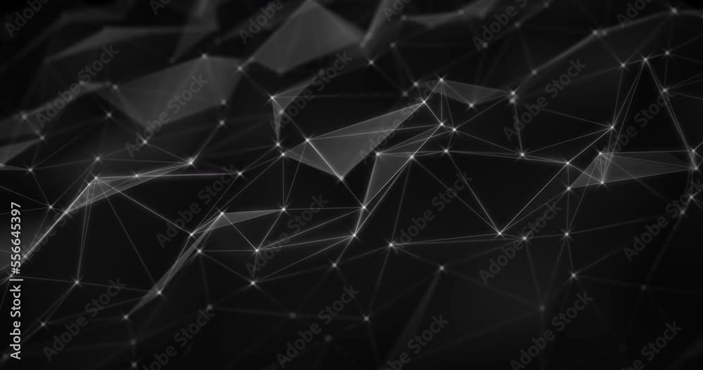 animation of connected lines and dots on black background