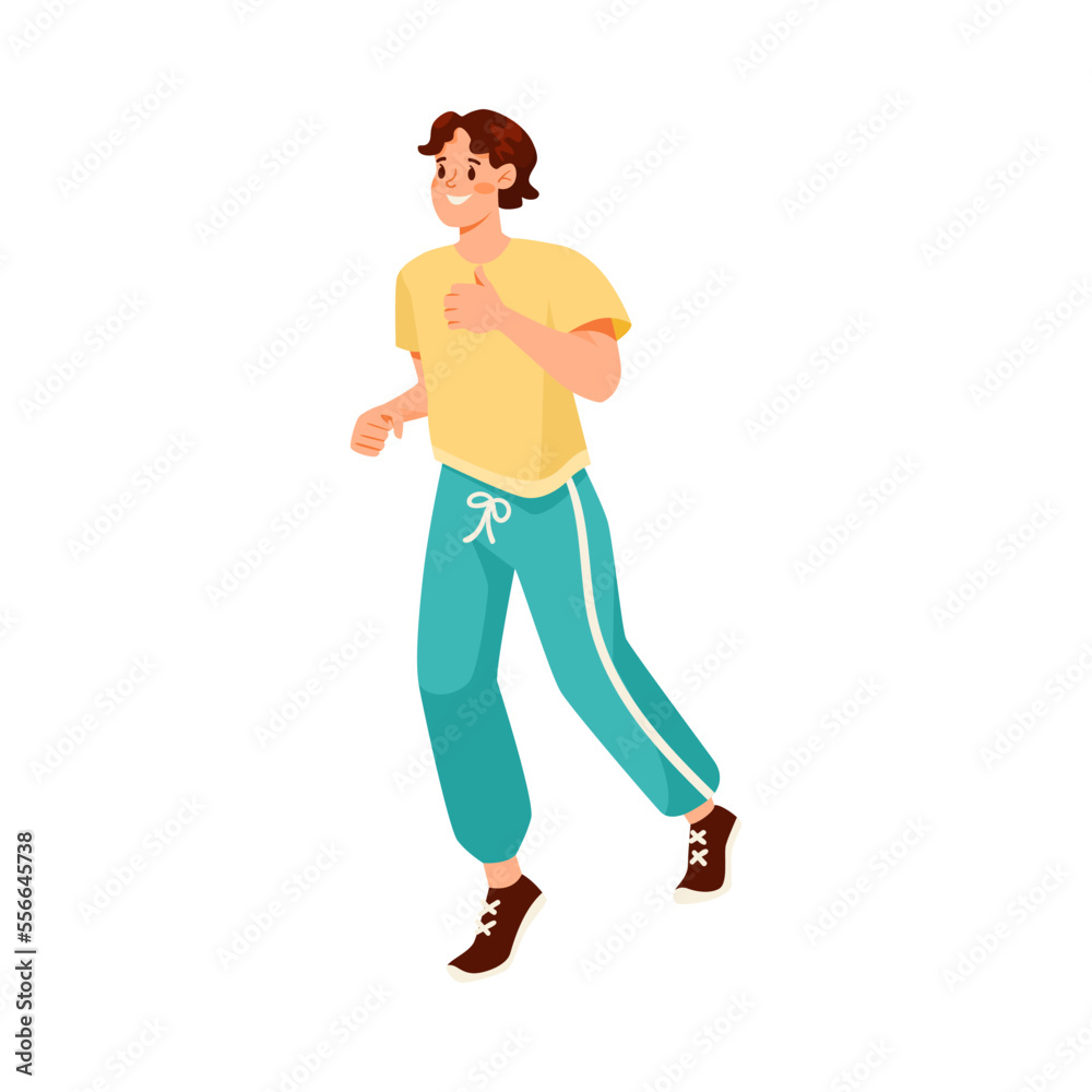 Man Character Jogging Doing Sport Exercise Vector Illustration Man Character Jogging Doing Sport Exercise Vector Illustration
