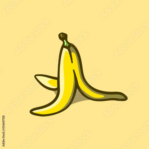 cute illustration of banana peel on isolated background