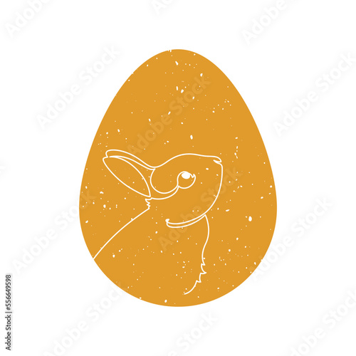 One line silhouette collection. Vector linear art illustration. Outline rabbit animal in orange color egg symbol isolated on white background. Design element for easter egg holiday