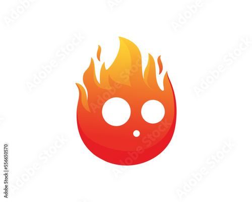 Cute fire flame character with abstract expression. Simple Mascot design