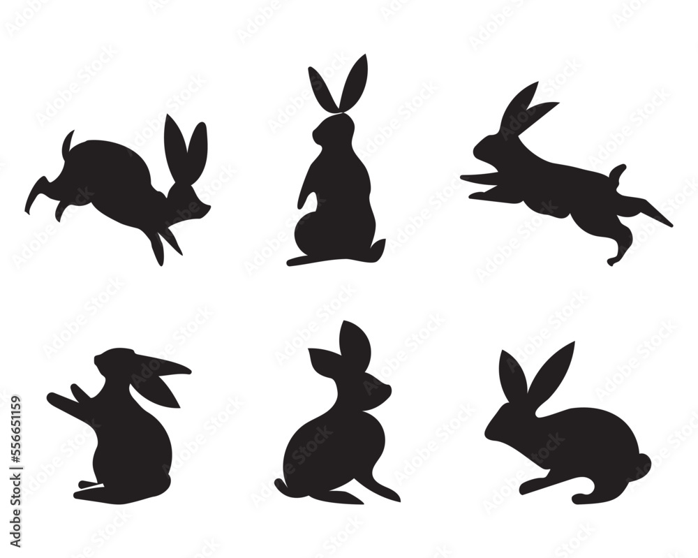 Collection of bunnies silhouettes for easter