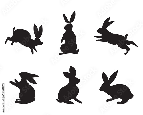 Collection of bunnies silhouettes for easter