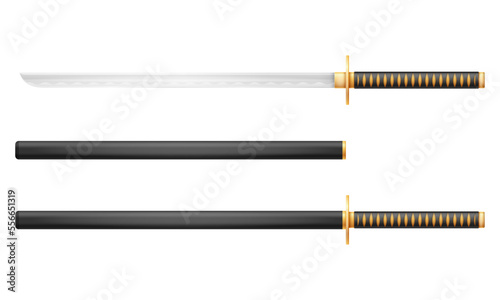 katana sword ninja weapon japanese warrior assassin vector illustration