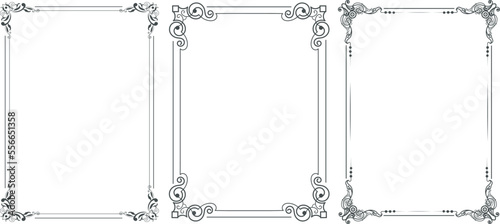  Rectangular calligraphic frames set