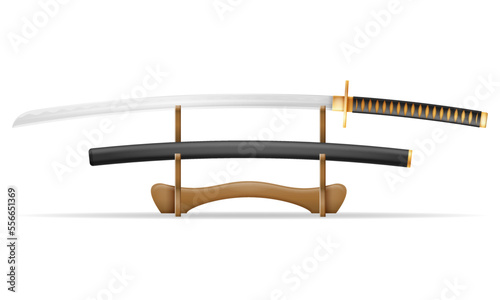 katana sword ninja weapon japanese warrior assassin vector illustration