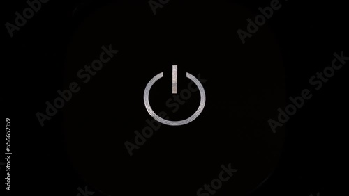the power off icon flashes on a black background