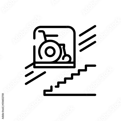 Wheelchair lift color line icon. Disability. Isolated vector element.