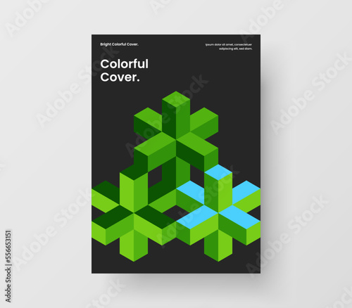 Original mosaic tiles handbill illustration. Bright corporate identity A4 design vector layout.