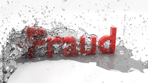 Dirty word Fraud washed with water for clear look