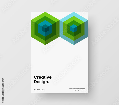 Creative geometric tiles banner concept. Multicolored company brochure A4 design vector illustration.