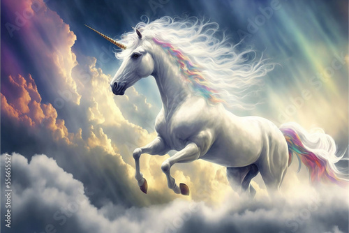 Beautiful unicorn, generative ai photo
