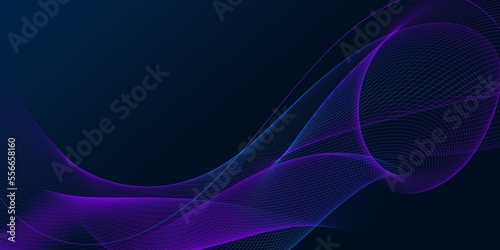 Abstract wave line flowing blue and pink purple gradient color isolated on black background for design elements in concept technology