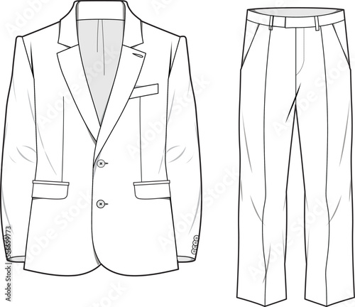 MAN BLAZER JACKET AND PANT SUIT CORPORATE WEAR DRESS FLAT DESIGN VECTOR