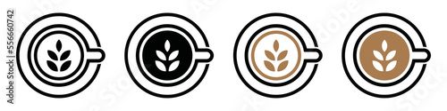 Coffee latte cup. Hot coffee set icon, vector illustration
