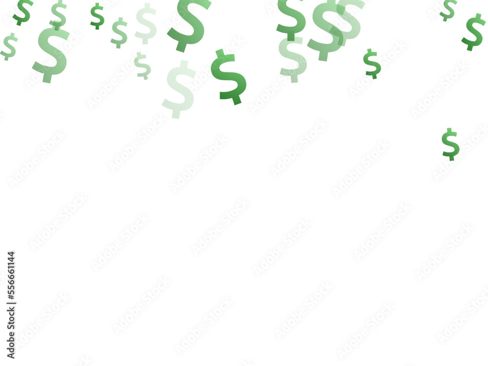 Green dollar icons scatter currency vector