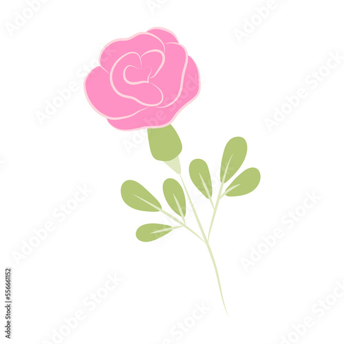 Hand-drawn pink rose. Valentines Day Card. Vector illustration