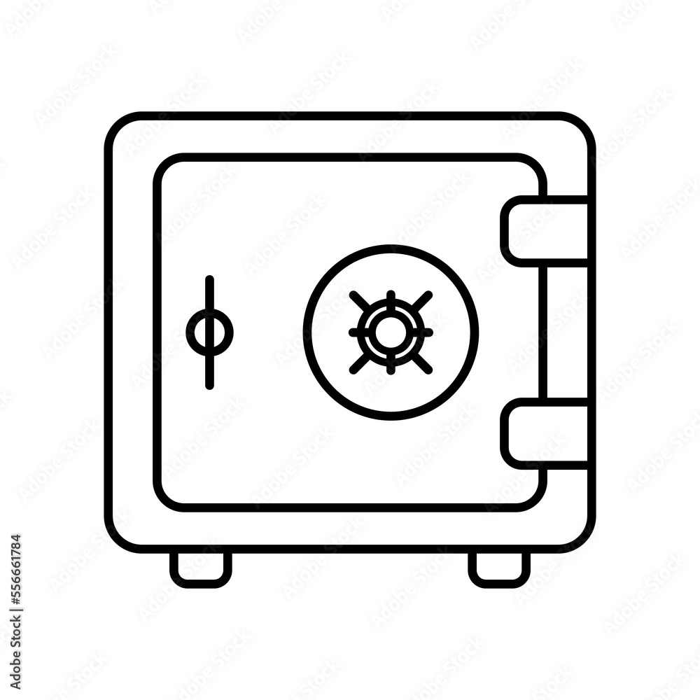 Bank safe or safe box outline icon, vector illustration in trendy style, isolated on white background. Editable perfect graphic resources for many purposes.
