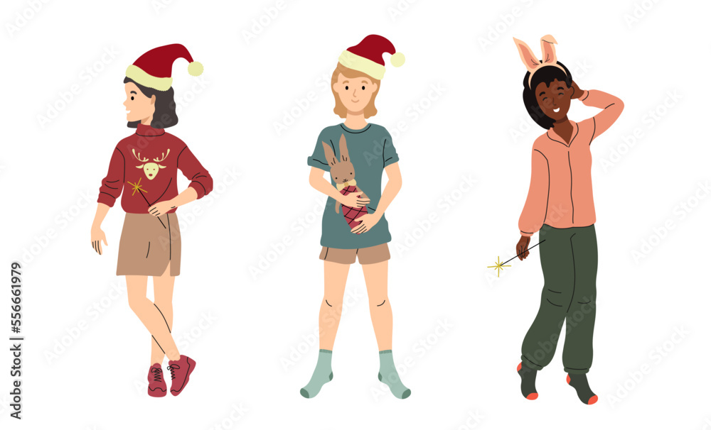 Traditional winter holiday celebration. Isolated on white background