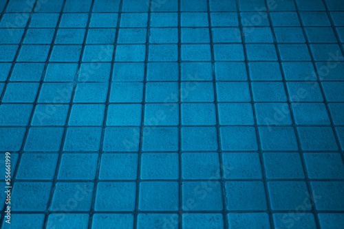 blue tile floor for pattern and background. colorful Tiled room.Background with square tiled floor.