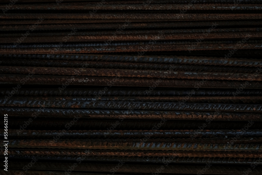 Iron metal rusty yellow bars of industrial building reinforcement from ...