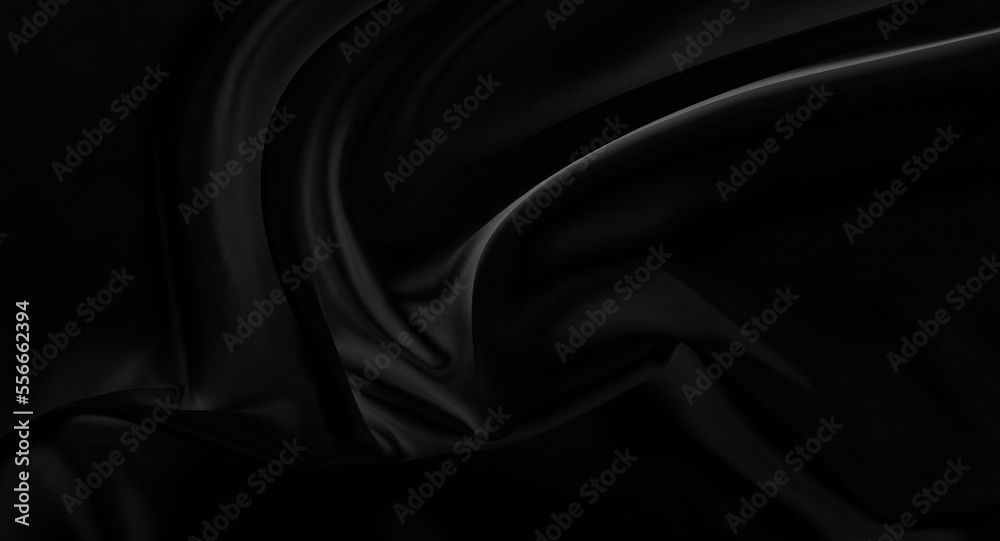Fototapeta premium Black gray satin dark fabric texture luxurious shiny that is abstract silk cloth background with patterns soft waves blur beautiful.