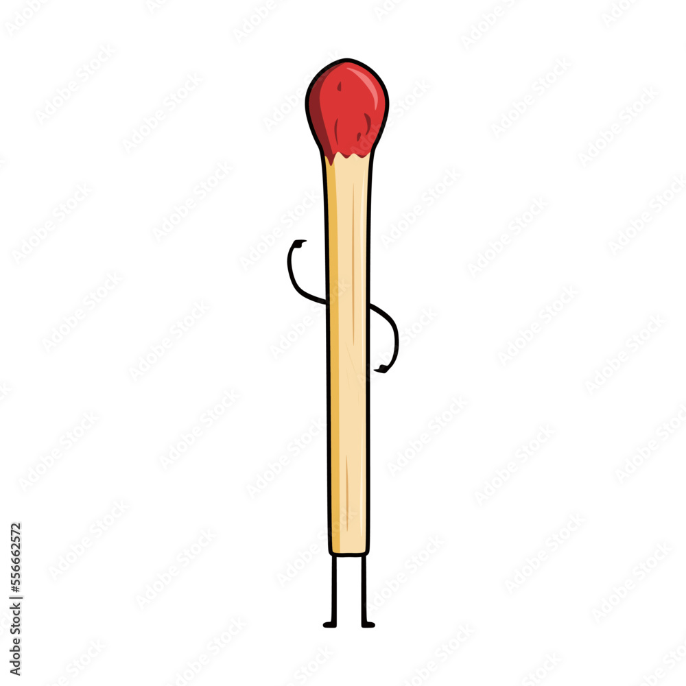 Cute Matchstick Character vector illustration in funny trendy design style isolated on white background. Realistic unlit unused match stick icon. Perfect for your graphic resources. Cute Matchstick Character vector illustration in funny trendy design style isolated on white background. Realistic unlit unused match stick icon. Perfect for your graphic resources.