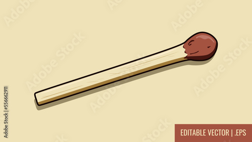 Unused Matchstick Vector illustration in realistic and trendy design style isolated on cool background. Unlit match stick icon. Perfect for your graphic resources. Real editable vector.