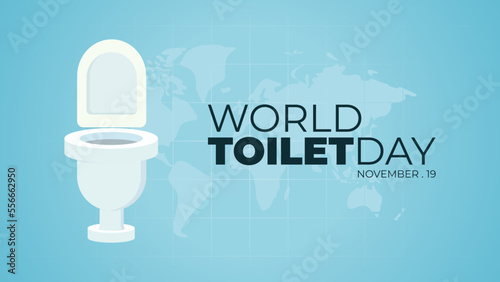 World Toilet Day Vector illustration, with toilet icon and world map, in trendy design style. Background template for international event observed every november 19. It's the best graphic resources.