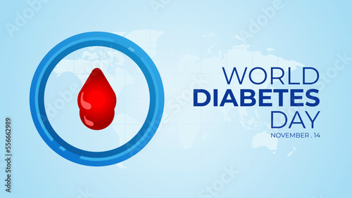 World Diabetes Day Vector illustration with symbol, text, and world map. Trendy and elegant design style. International event which is observed every year on November 14. It's The Best for you.