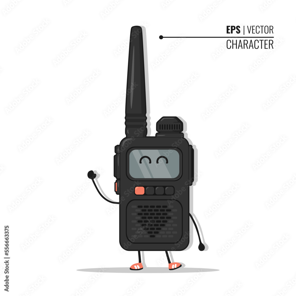 Cute Walkie Talkie Vector Character in trendy design style, isolated on white background. Handheld Transceiver (HT). Suitable for many purposes. Cute Walkie Talkie Vector Character in trendy design style, isolated on white background. Handheld Transceiver (HT). Suitable for many purposes.
