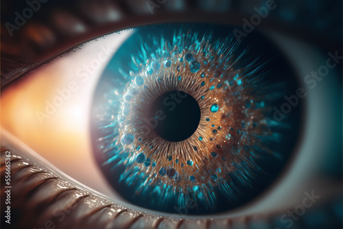 Eye macro in a sterile environment and perfect vision,  illustration digital generative ai design art style © Luc.Pro